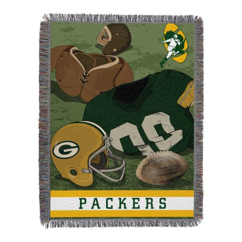 Northwest NFL Green Bay Packers Unisex-Adult Woven Tapestry Throw Blanket, 48" x 60", Vintage