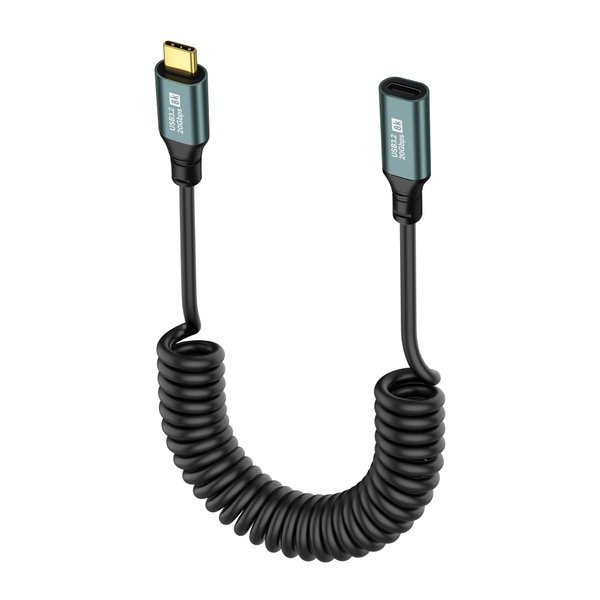 SinLoon Coiled USB C to USB C Cable USB 3.2 Type C 20Gbps PD 100W 8K@60Hz Fast Charging Data Cable for Phone, Tablet and Other USB Devices C-1.8M (Male to F)
