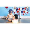 Happy Birthday Banner for Baseball Birthday Decorations, Sports Theme Birthday Party Supplies, Baseball Pennant Bunting Party Supplies for Boys (Red White and Blue)
