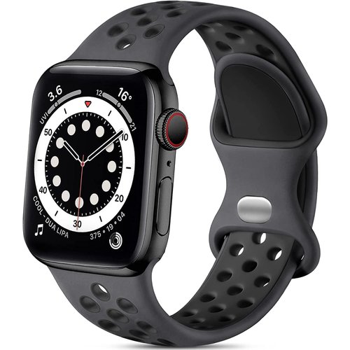 Lerobo Compatible with Apple Watch Band 44mm 45mm 42mm 49mm Women Men,Soft Silicone Breathable Replacement Sport Bands Compatible for Apple Watch Ultra 2 Band SE iWatch Series 9 8 7 6 5 4 3 2 1 Black