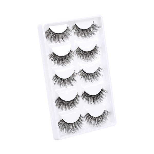 ACTROL False Eyelashes Natural Mixed 5 Pairs Fluffy Volume Wispy Handmade Long Dramatic Faux EyeLashes