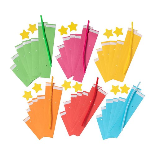 Assorted Colors Bright Paper Christmas Tree Ornament Craft Kit - 4" x 7" (Set of 12) - Ideal for DIY Holiday Decorations & Kids Crafts