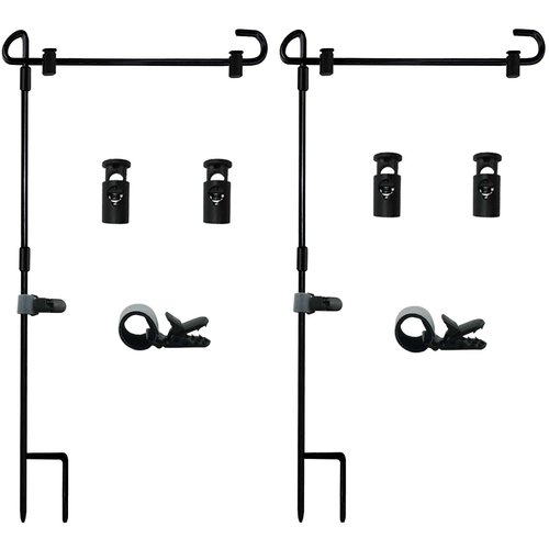 Garden Flag Pole Stand Holder,Akeydeco 2 Pack Garden Flags for Outside with Flag Stopper and Clip Waterproof Powder-Coated Paint for Flag Pole Holder for Outside House,Yard Flags for Outside