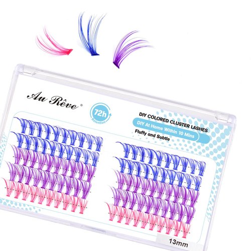 Colored Eyelash Clusters Colored Lash Clusters Lash Clusters 100PCS 3 Colors Mixed 13mm 30D Cluster Lashes Eyelash Clusters At Home DIY Colored Lash Extensions Clusters(30D-0.07D-13MM)