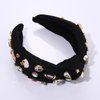 mokkia Football Headband for Women Football Mom Accessories Crystal Rhinestone Jeweled Wide Top Knot Headband Game Day Sports Hair Accessories Gift (Black)