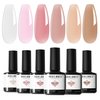 modelones Gel Nail Polish 6 Colors Easter Transparent Jelly Milky White Sheer Pink Neutral Nude Gel Polish Nail Soak off Nail Polish French Nail Art Manicure DIY Home Salon Gifts for Women