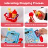 BRINJOY Cash Register for Kids with Scanner, Pretend Play Calculator Supermarket Toys w/Basket, Play Money, Credit Card, Play Drinks, Toddler Toy Register w/Microphone & Sound for Girls & Boys Ages 3+