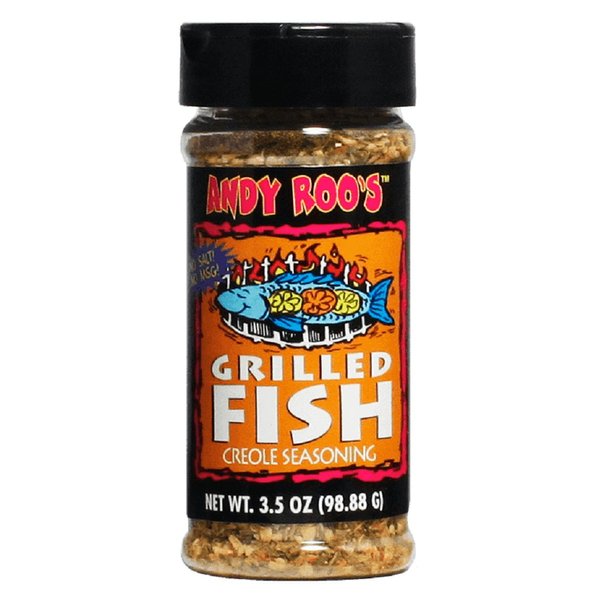 Andy Roo's Salt-Free Grilled Fish Creole Seasoning, 3.5 Ounce Shaker (Salt-Free, No MSG, All Natural Blend)