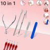 Cuticle Trimmer,Cuticle Nippers with Cuticle Pusher,Cuticle Clippers Scraper,Stainless Steel Nail File,5 pcs Nail Cuticle Knifes, 10 in 1 Nail Cuticle Remover Cutter Dead Skin Remover with Box