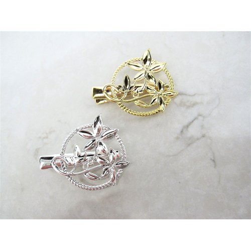 Generic Small gold or silver flower hair barrette alligator clip bridal clip bridal (Primary color: Gold)