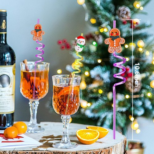 24 PCS Reusable Straws for Christmas Birthday Party Decorations Drinking Straws with 2 PCS Cleaning Brushes (Christmas Green)