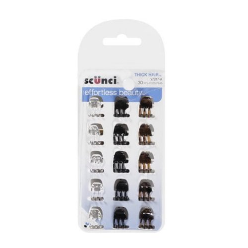 Scunci Effortless Beauty Mini Jaw Clips, 30Count, 0.8 Oz