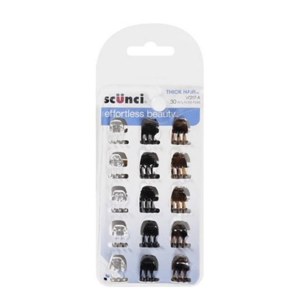 Scunci Effortless Beauty Mini Jaw Clips, 30Count, 0.8 Oz