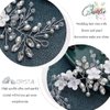 Casdre Flower Bride Wedding Headpiece Silver Crystal Bridal Headband Pearl Hair Accessories for Women and Girls