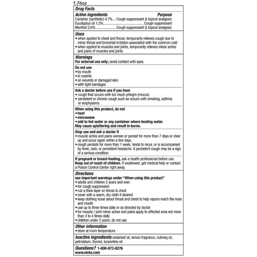 Vicks VapoRub Topical Cough Suppressant Ointment - 1.76 oz