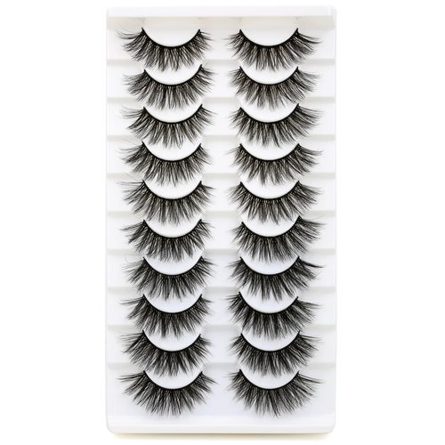 SYlashes False Eyelashes 15mm Faux Mink Lashes Natural Look Cat Eye Lashes Soft Wispy Crossed Luxury Volume Fake Lashes 10 Pairs Pack
