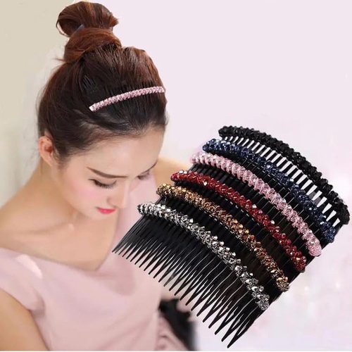 WEGUTECH Hair Clip Vintage Clincher Comb Tool for Thick Thin Curly Hair Stretch & Adjust - Decorative Sturdy & Lightweight - No Pressure or Headaches-Cord w/Bar Closur