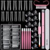 138 Pcs Dual Nail Forms Set Gel Nail Extension Mold 12 Sizes with Scale Clear Nail Mold Dual Nail Dual-ended Gel Brush and Nail File Nail Tips Clip Cuticle Pushers Nail Cleaning Brush