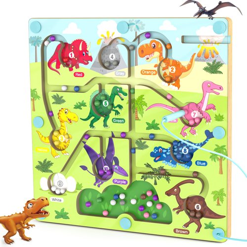 Magnetic Color and Number Maze, Montessori Busy Toys for 2 3 4 5 Year Old, Wooden Puzzle Activity Board, Learning Educational Toddler Toy for Kids 3 4 5 Year Old, Toddler Travel Toys for Preschoolers