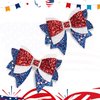 Sparkly Sequin Christmas Hair Bow Clips - 2PCS Glitter Hair Clips for Women and Girls Red White and Blue Bows Hair Accessories for Christmas Independence Day 4th of July Patriotic