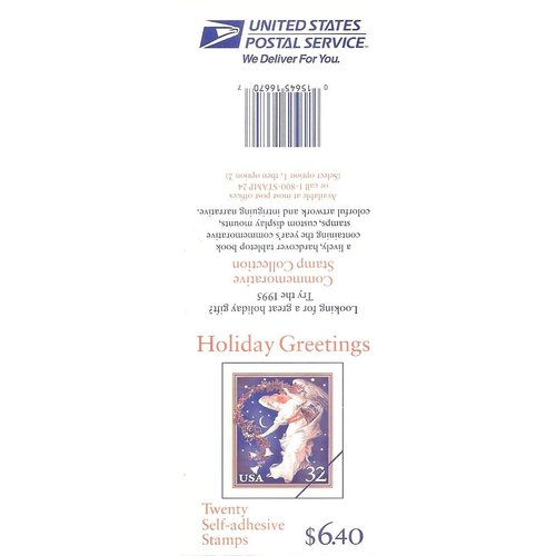 HOLIDAY GREETINGS CHRISTMAS ANGEL Pane of 20 x 32¢ US Postage Stamps 1995