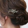 VMila Wedding Pearl Hair Comb Wedding Hair Comb Bridal Hair Accessories Pearl Flower Hair Accessories For Women Girls Wedding Hair Accessories (Silver Leaf Silver)