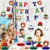 44 Pcs Baseball Party Decorations Happy Birthday Banner Sports Theme Hanging Swirls and Honeycomb Centerpieces Baseball Birthday and Gameday Celebration Decors for Kids Boys Baby Shower Party Supplies