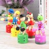EXCEART 5pcs Wooden Push up Toy Finger Puppets Thumb Press Base Wooden Clown Puppets for Home Office Desk Decoration