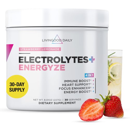 Livingood Daily Electrolytes Powder No Sugar - Keto Electrolytes Hydration Powder with Vitamin C, Taurine, D-Ribose & FOS - Sugar Free Electrolyte Drink Mix - 30 Servings, Strawberry Lemonade