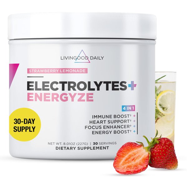 Livingood Daily Electrolytes Powder No Sugar - Keto Electrolytes Hydration Powder with Vitamin C, Taurine, D-Ribose & FOS - Sugar Free Electrolyte Drink Mix - 30 Servings, Strawberry Lemonade