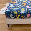 NATURETY Soft Bedding Fitted Sheet with Deep Pocket,Thicken Dino Printed Bed Sheets for Teens (Navy Blue(Dinosaur), Twin)