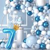 40 Inch Light Blue Number 1 and Mini Crown Balloon for 1st Birthday Party Decorations, Light Blue Birthday Party Balloons Decorations Supplies