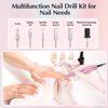 JIASHENG USB Electric Nail Drill, Nail Drill Portable Electric Nail File for Acrylic Gel Nails, Professional Nail Drill Kit Manicure and Pedicure Kit with Nail Drill Bits for Home and Salon Use, Pink