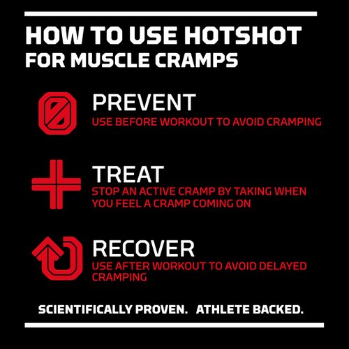 HOTSHOT Sports Shot Muscle Cramp Relief, All Natural Liquid Sports Drink, Scientifically Proven, for Leg and Night Cramps, Proudly NSF Certified for Sport, (Spicy Mango) (1.7 Fl Oz) (Pack of 12)
