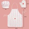 WoodenEdu Kid Apron and Chef Hat Set, 3 Pcs Children Cooking Baking Set Kits Role Play Chef Toy Kid Cooking Gift for Girls Boys (Pink)