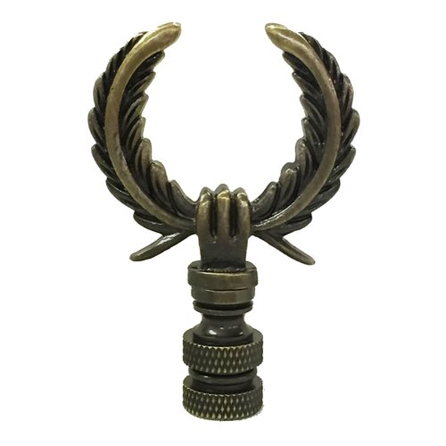 Royal Designs Laurel Wreath Lamp 2.75" Lamp Finial for Lamp Shade, Antique Brass