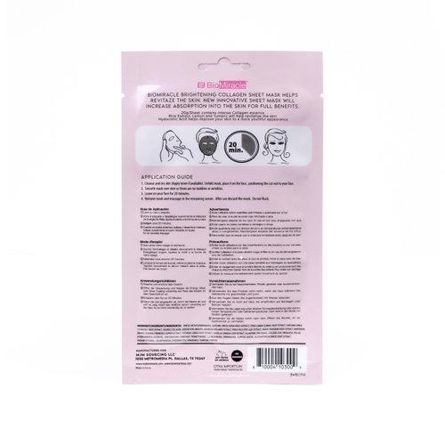BioMiracle Revitalizing Collagen Face Mask, Infused with Rice Extract, Lemon and Turmeric, 10 Sheets (10 Pack)