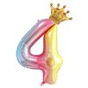40 Inch Rainbow Gradient Number 4 and Mini Crown Balloon for 4th Birthday Party Decorations, Girl Birthday Party Balloons Decorations,Anniversary Decorations Supplies