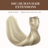 GOO GOO Wire Hair Extensions Human Hair, 17A/60A Ash Blonde mix Platinum Blonde Highlighted 16inch 95g, Invisible Wire Hair Extensions with Transparent, Seamless Fish Line Hairpiece