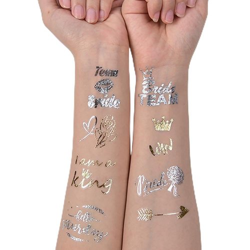 HappyField Bride Tribe Metallic Tattoos 15 Pieces Bachelorette Party Decorations Bridesmaid Favor Bride to Be Supplies