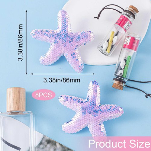 Joez Wonderful 8Pcs Starfish Hair Clips, Cute Sea Star Hair Barrettes, Purple Glitter Hair Alligator Clips for Women Girls Hair Accessories Birthday Gift