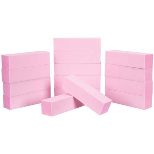 ForPro Professional Collection Pink Pedicure Block, 100/180 Grit, Three-Sided Pedicure Nail Buffer, 3.75” L x 1” W x 1” H, 15-Count