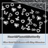 RODAKY 30PCS Planet Nail Charms 3D Silver Butterfly Nail Art Charms Rhinestone Dangle Heart Nail Gems Saturn Planet Charms for Nails Glitter Multi Style Nail Decoration for Manicure DIY