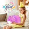 Yeqivo Birthday Cat Plush Pillow Stuffed Animal Toy, Purple Birthday Cat Plush Stuffed Animals, Soft Cat Plush Pillow for Kids(Purple Cat, 25cm/9.8inch)