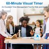 Yunbaoit Visual Timer with Night Light, 60-Minute Countdown Timer for Kids and Adults, Silent Classroom Timer, Time Management Tool for Home, School, or Work (Light Blue)