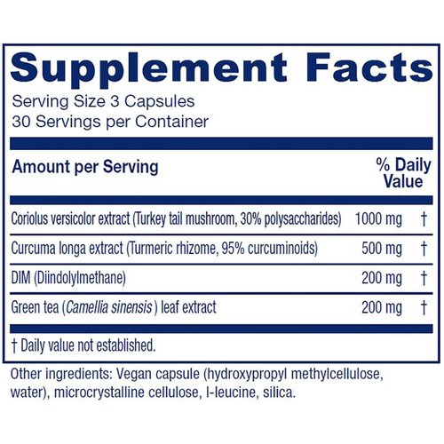 Vitanica CCDG Blend, Immune Support, DIM Supplement 200mg, Turkey Tail Mushroom, Turmeric, Green Tea, Vegan, 90 Capsules