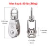 10Pcs 304 Stainless Steel M15 Single Pulley Block, Wire Rope Hanging Wire Towing Wheel, with 10Pcs Spring Snap Hook