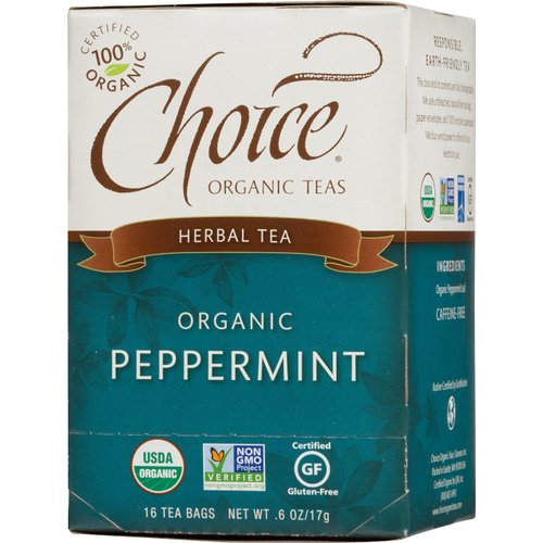 Choice Organic Teas Caffeine Free Herbal Tea, Peppermint, 16 Count