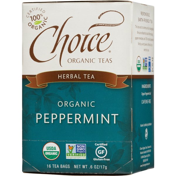 Choice Organic Teas Caffeine Free Herbal Tea, Peppermint, 16 Count