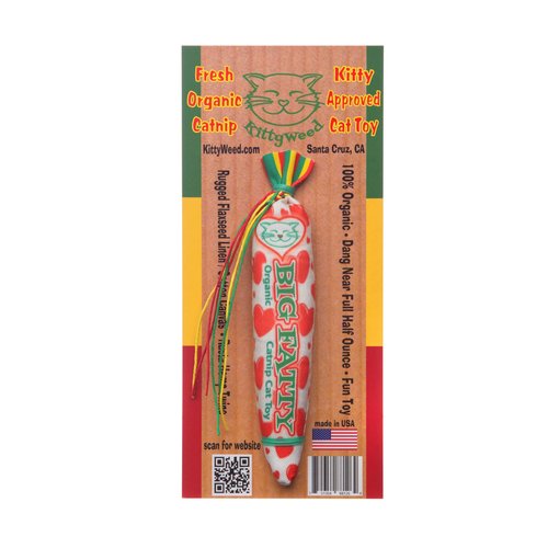 KittyWeed Big Fatty Catnip Toy - Cat & Kitten Handmade Catnip Toys | Organic, Kosher & Super Potent Catnip - Heart Edition